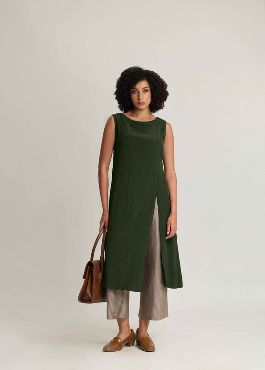 Crepe Silk Textured Long Top