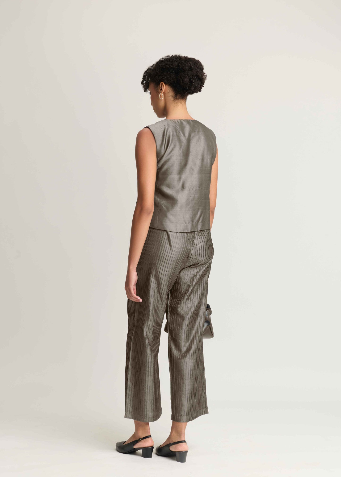 Mulberry Silk Pintuck Overlap Vest
